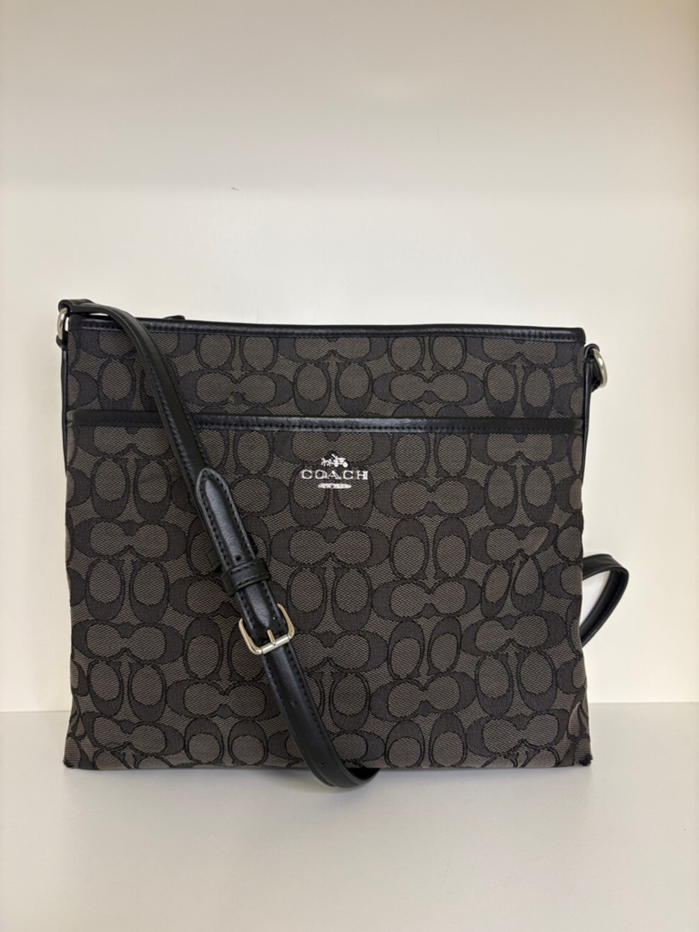 Coach Black Gray and Brown Signature Crossbody